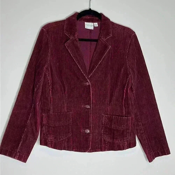 Sonoma Three Button Corduroy Burgundy Blazer - Picture 3 of 13
